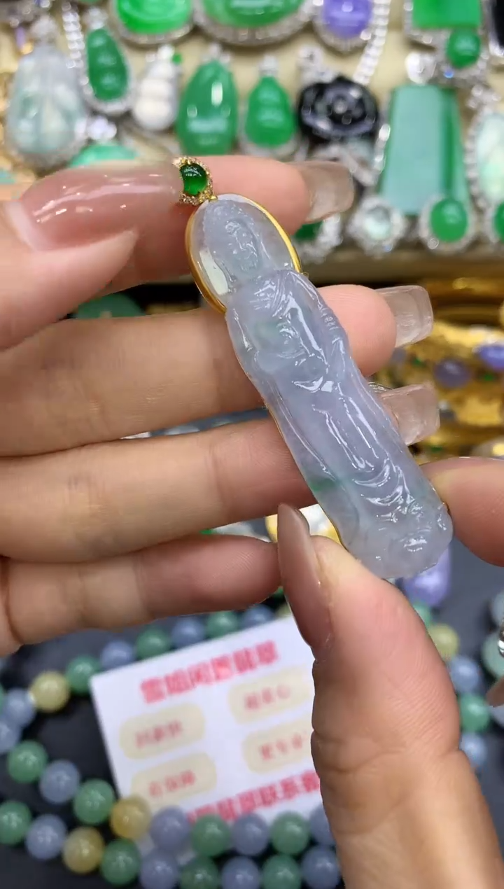 颈饰18K金镶嵌翡翠253-中国好珍宝