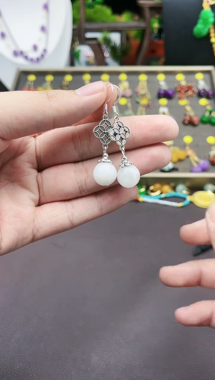 【闪购商品】和田玉耳饰银S925镶嵌332000