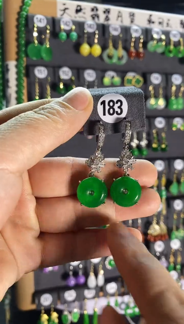 【闪购商品】翡翠耳饰银S925镶嵌183    