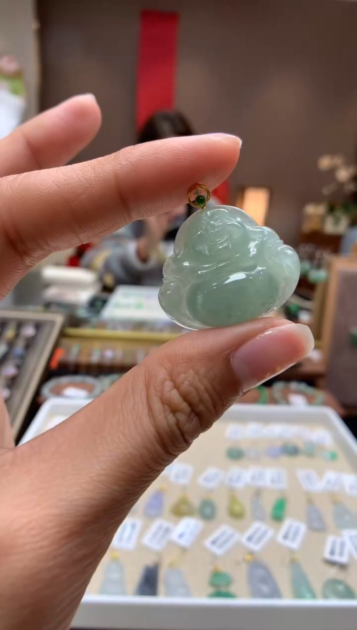 【闪购商品】翡翠颈饰18K金镶嵌佛公