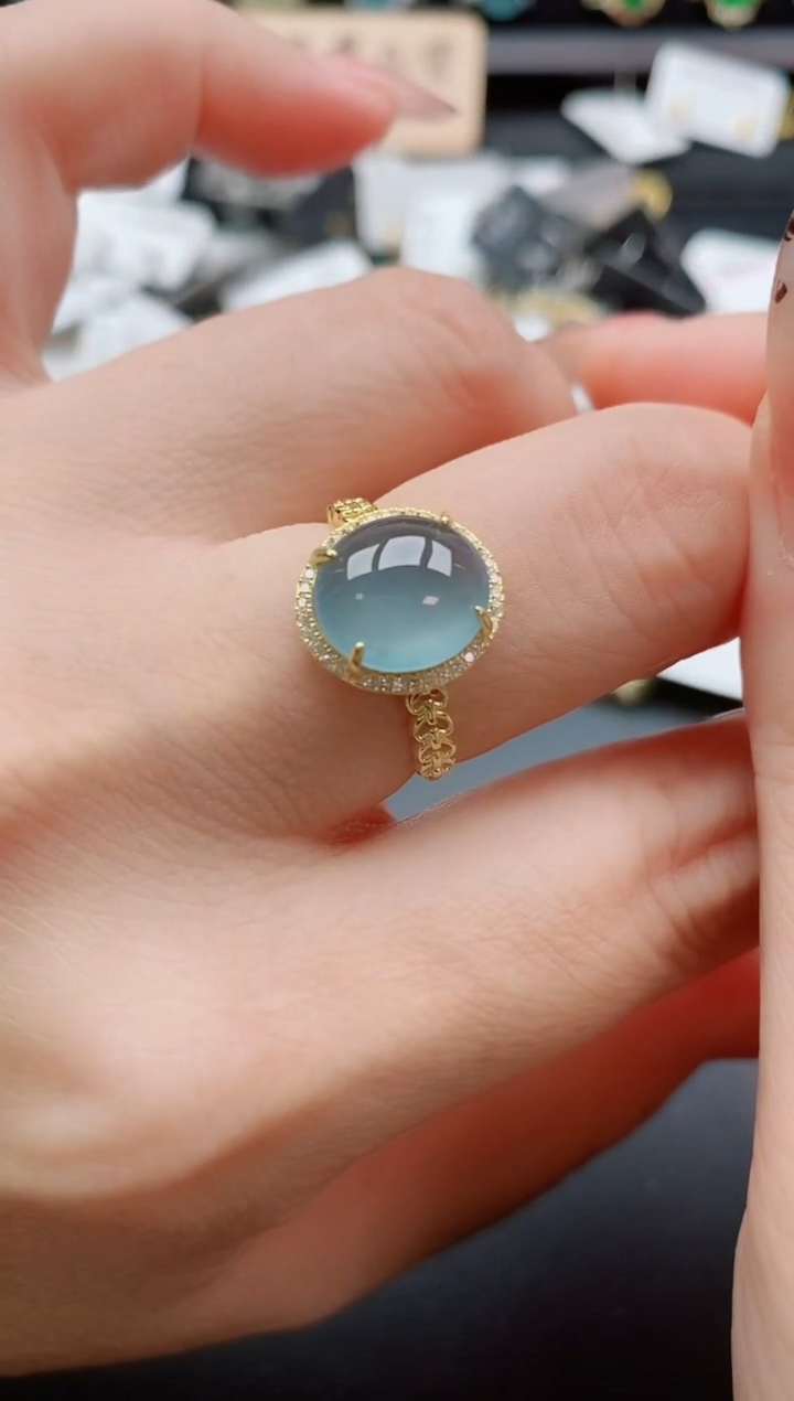 银S925镶嵌戒指翡翠1