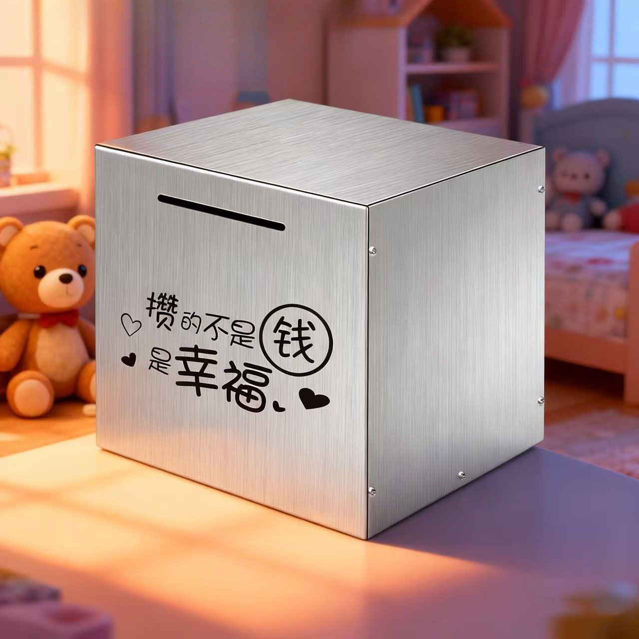 存钱罐2025款只进不出不锈钢储币储钱罐大容量存钱箱男孩子儿童d