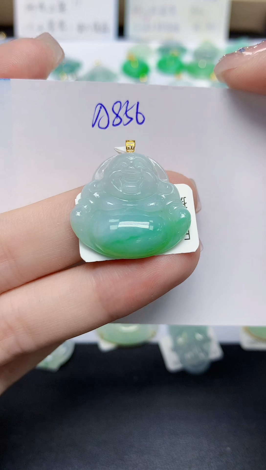 颈饰18K金镶嵌翡翠天然缅甸翡翠A货翡翠百元以上9元证书费自理