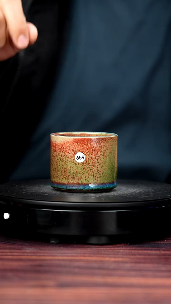 杯子瓷659#李盼龙一级品原矿钧瓷扳指杯