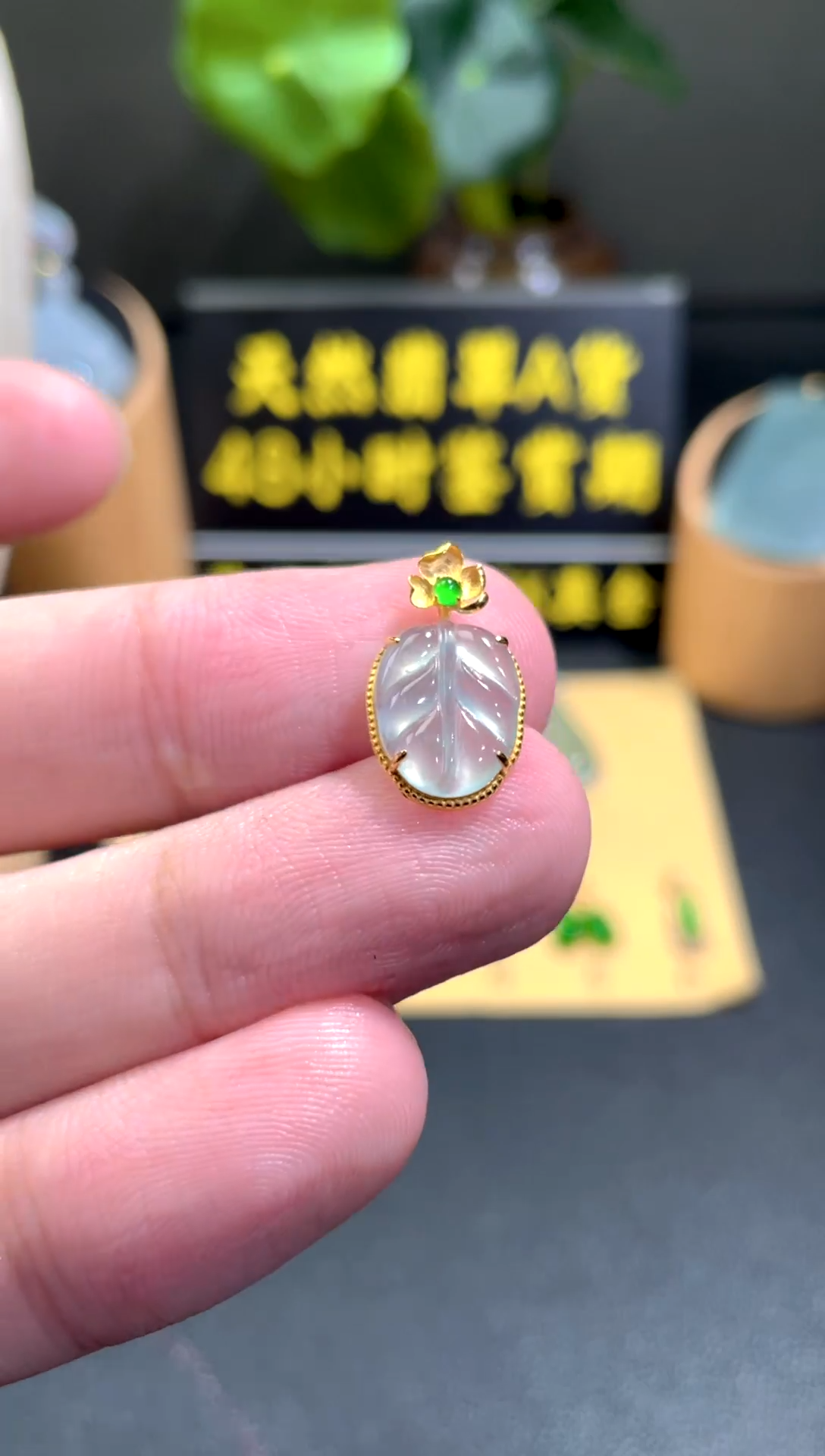 颈饰18K金镶嵌翡翠翡翠A货