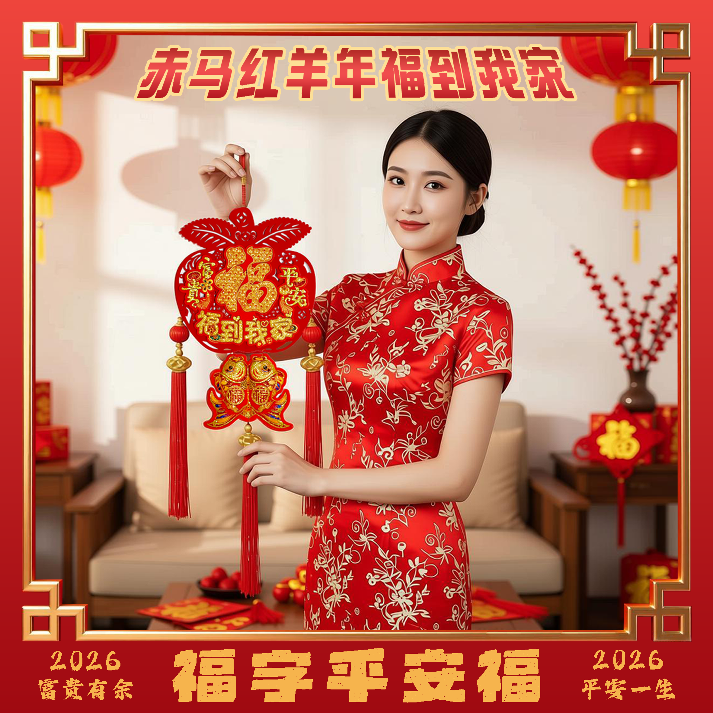 【平安福到我家】2026马年爆款室内挂件平安喜乐喜庆中国结装饰挂件