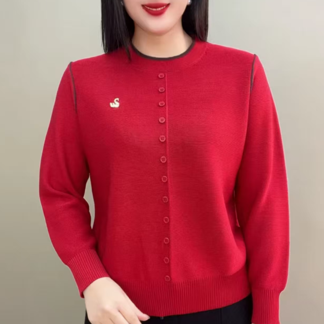 春款洋气中老年妈妈打底衫2025新款宽松休闲百搭减龄大码针织衫女