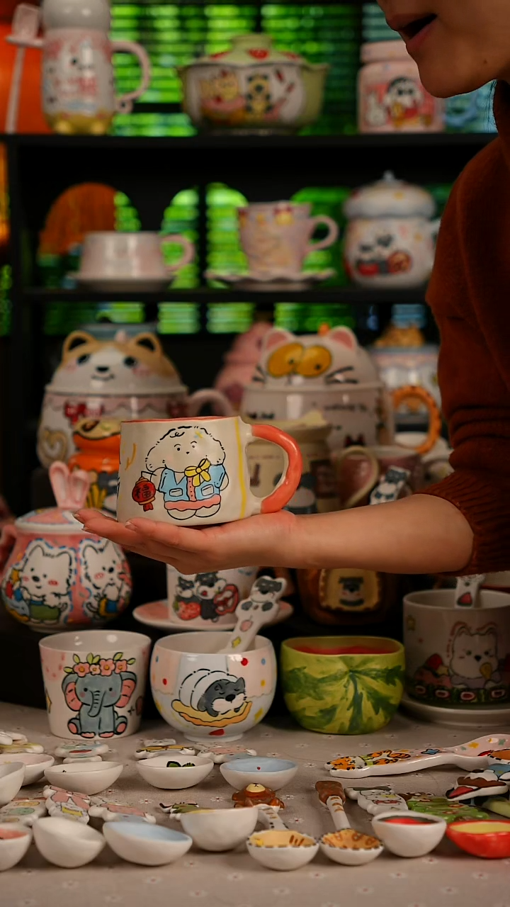 陶瓷无盖款景德镇高温釉下彩纯手绘创意瓷