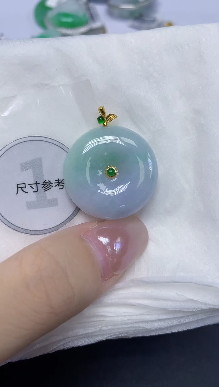 颈饰18K金镶嵌翡翠天然缅甸翡翠A货百元以上9元证书费自理