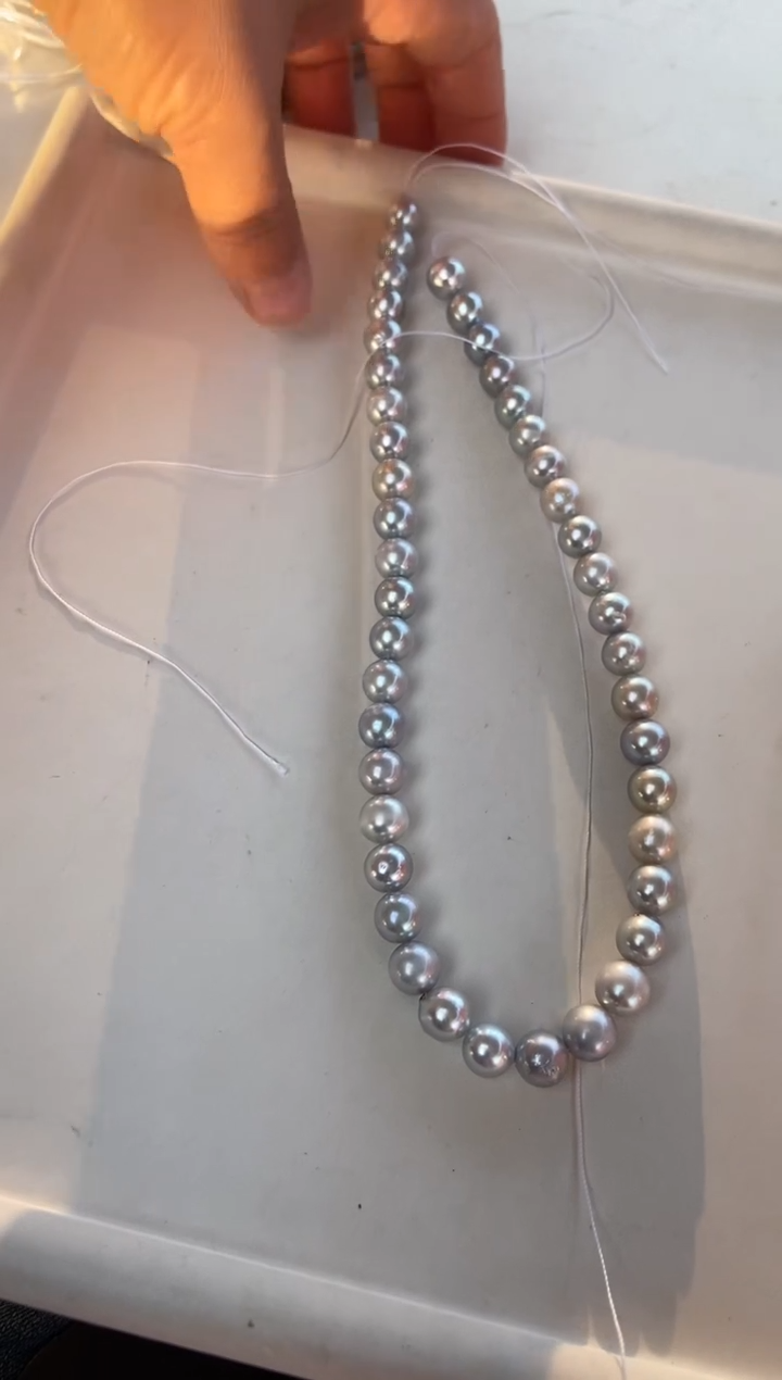 【闪购商品】海水珍珠项链银S925镶嵌海水珍珠真多麻8-9mm