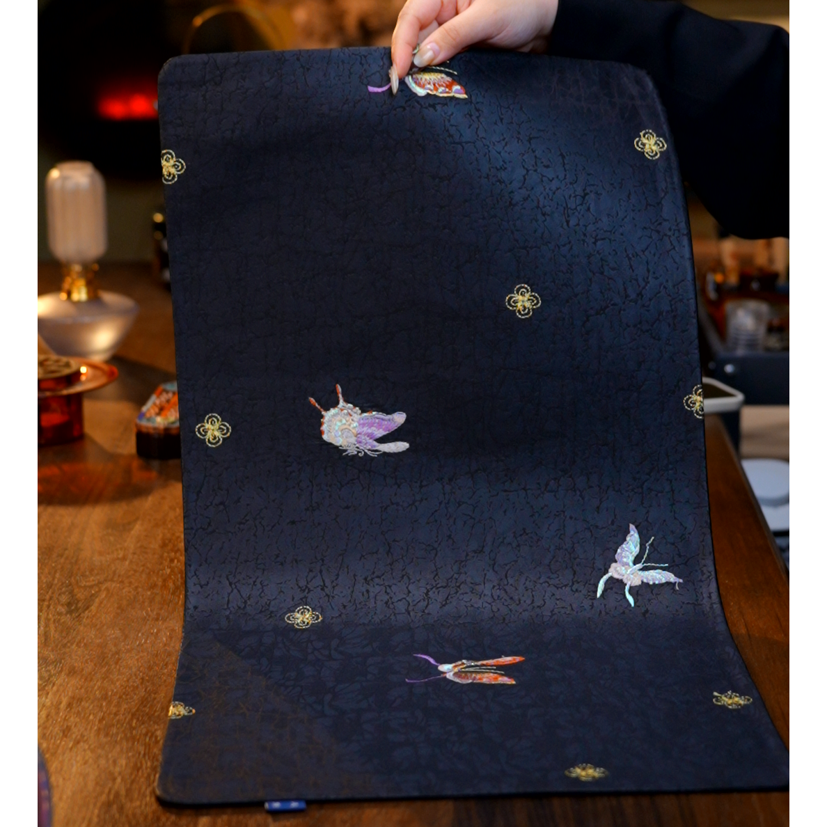 【陶珊居】JD0902-黑色蝴蝶茶席（65*35）