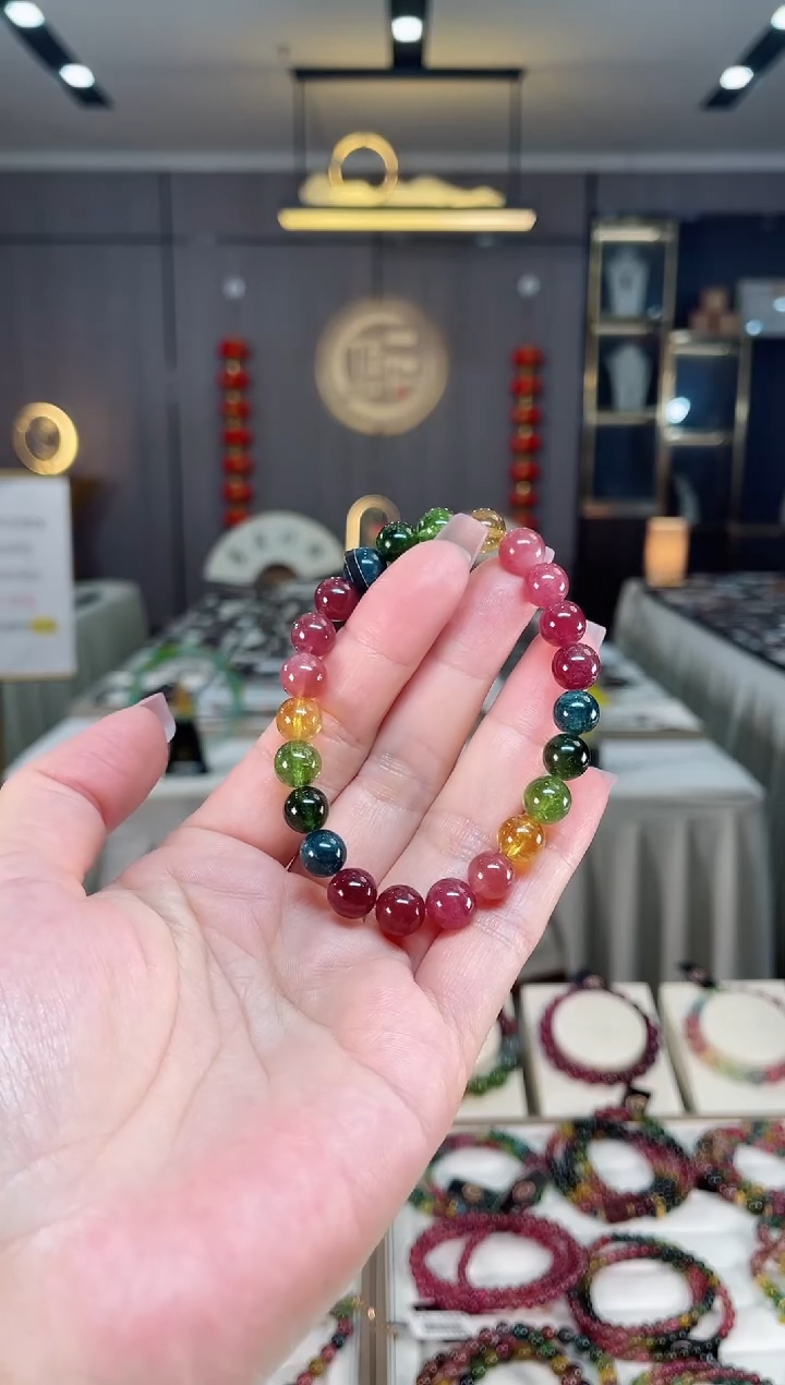 未镶嵌收藏级老矿碧玺单圈手串8mm+碧玺hon多样性发一条