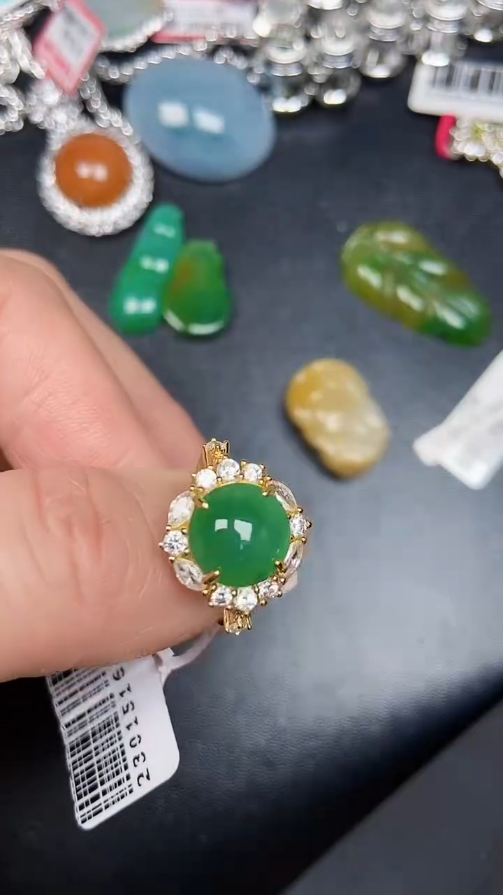 银S925镶嵌戒指翡翠2710