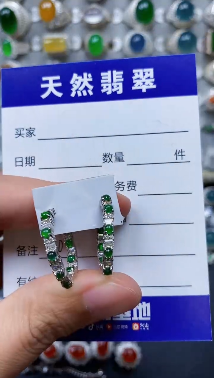 【闪购商品】翡翠耳饰银S925镶嵌0817