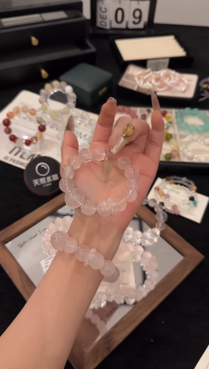 未镶嵌手链水晶粉水晶x3451