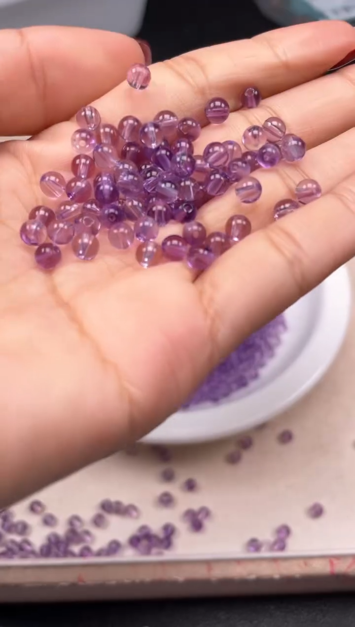 【闪购商品】水晶颈饰未镶嵌w150全净体紫水晶4mm*30颗