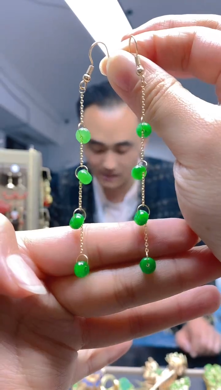 【闪购商品】翡翠耳饰合金0398翡翠耳钩