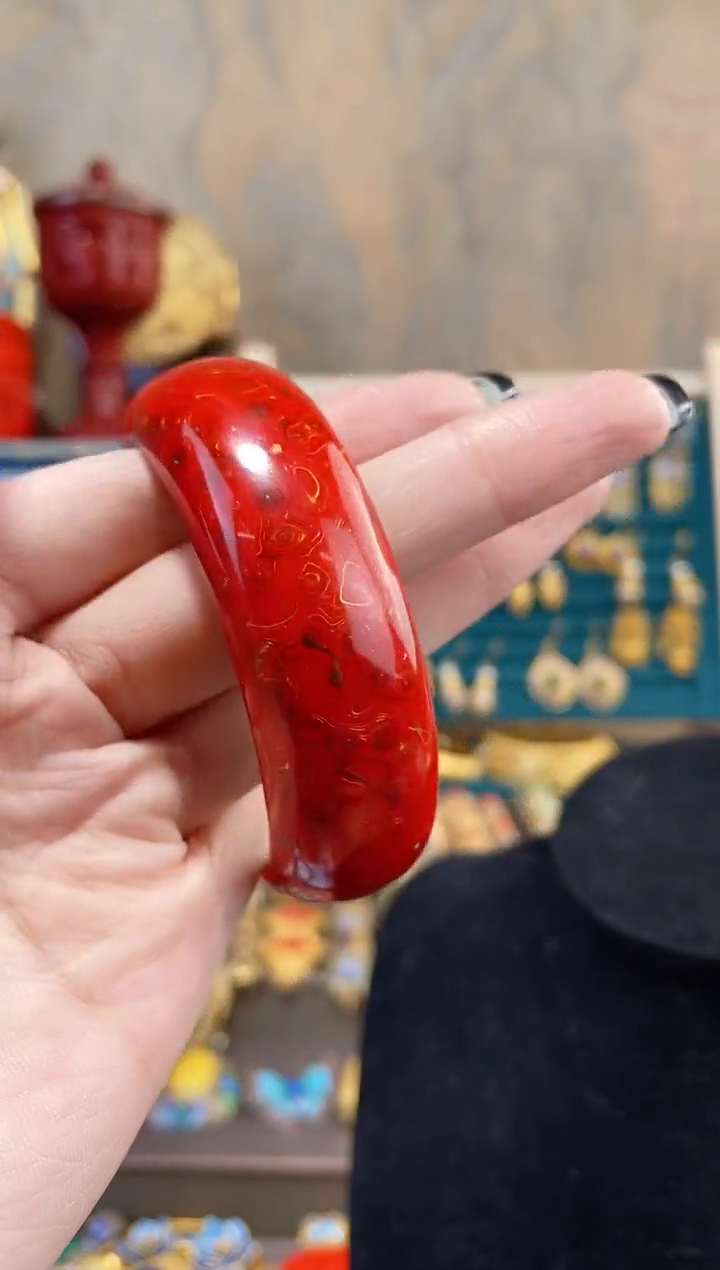 【闪购商品】非遗犀皮漆精品镯子红色宽52-55