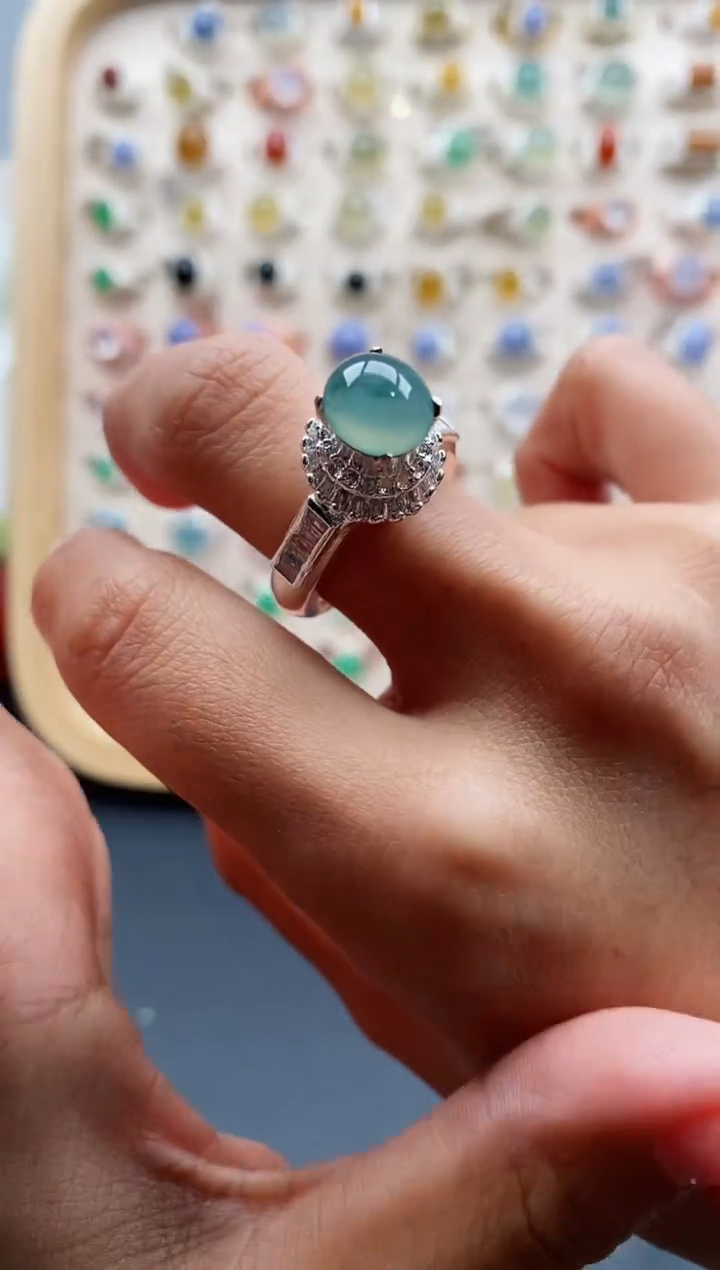 【闪购商品】翡翠戒指未镶嵌缅甸天然A货翡翠555 6+3