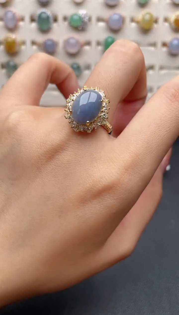 【闪购商品】翡翠戒指银S925镶嵌一物一证一礼盒