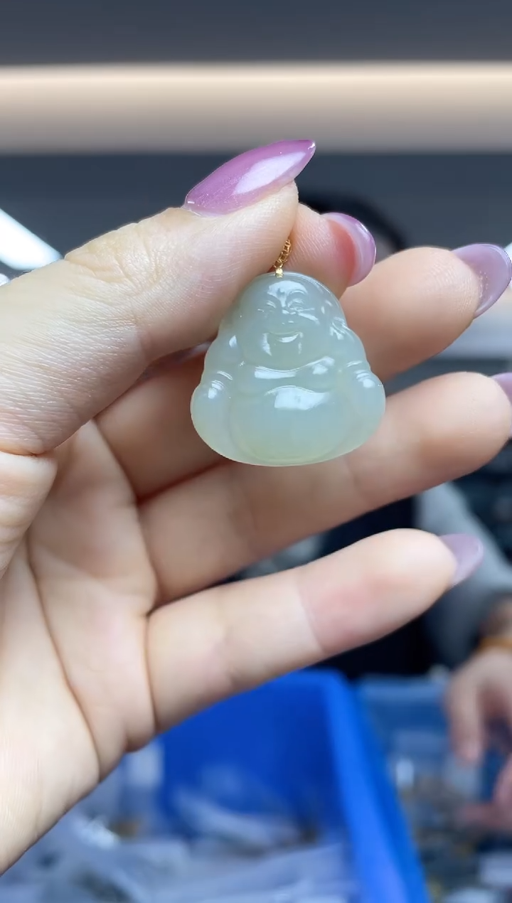和田玉18K金镶嵌颈饰（多样性发一件）