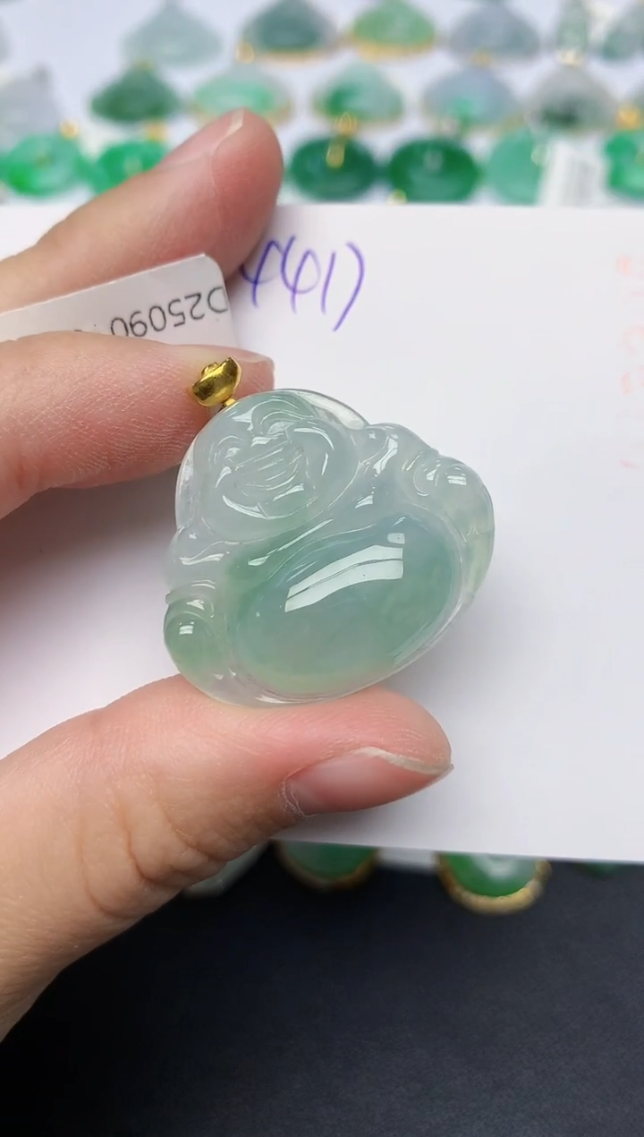 颈饰18K金镶嵌翡翠天然缅甸A货翡翠百元以上9元证书费自理