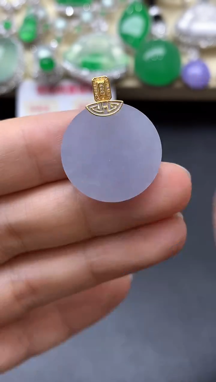 颈饰18K金镶嵌翡翠375-中国好珍宝