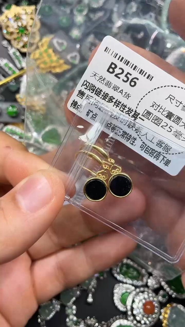 颈饰未镶嵌翡翠B256耳钩