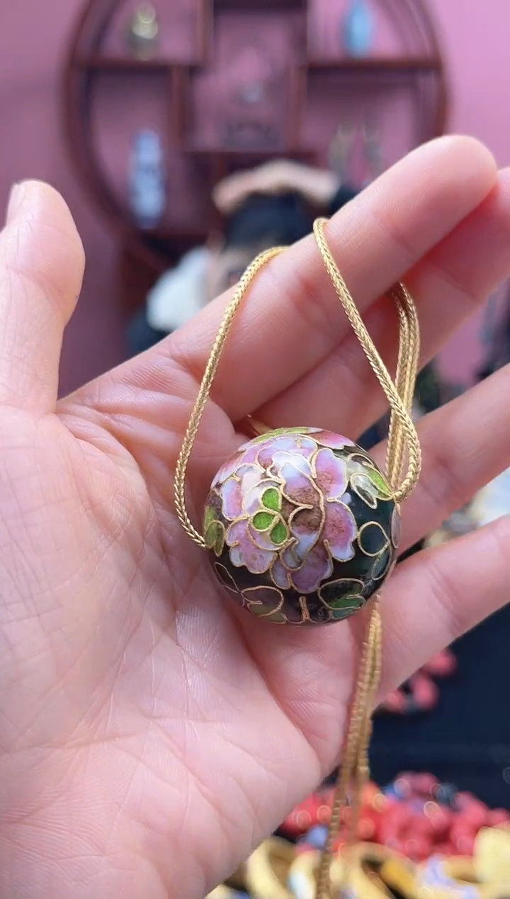 非遗 景泰蓝 3cm大珠 吊坠 墨绿