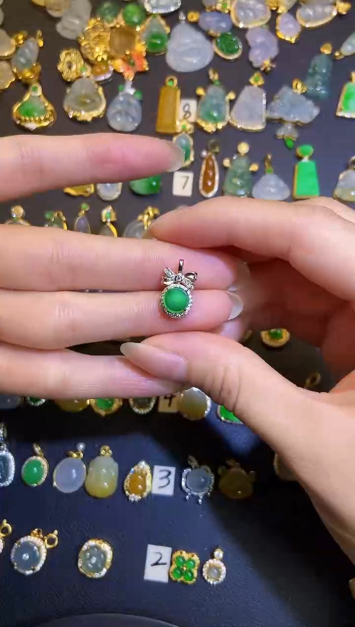 翡翠银S925镶嵌吊坠(不含链)1