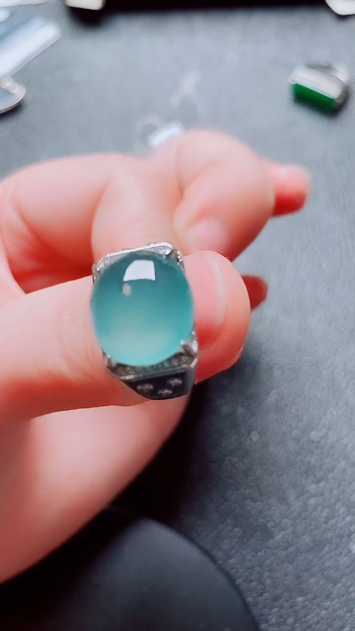 银S925镶嵌戒指翡翠翡翠