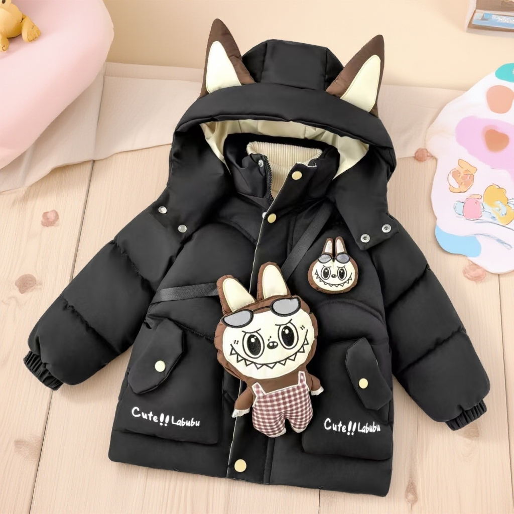 2025新款卡通羽绒棉服加绒冬季儿童加厚棉袄外套儿童衣服秋冬款