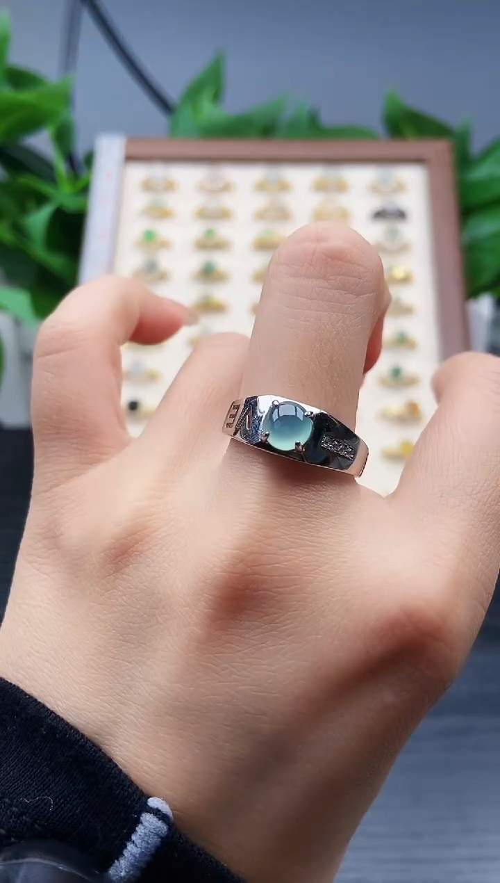 银S925镶嵌戒指翡翠12