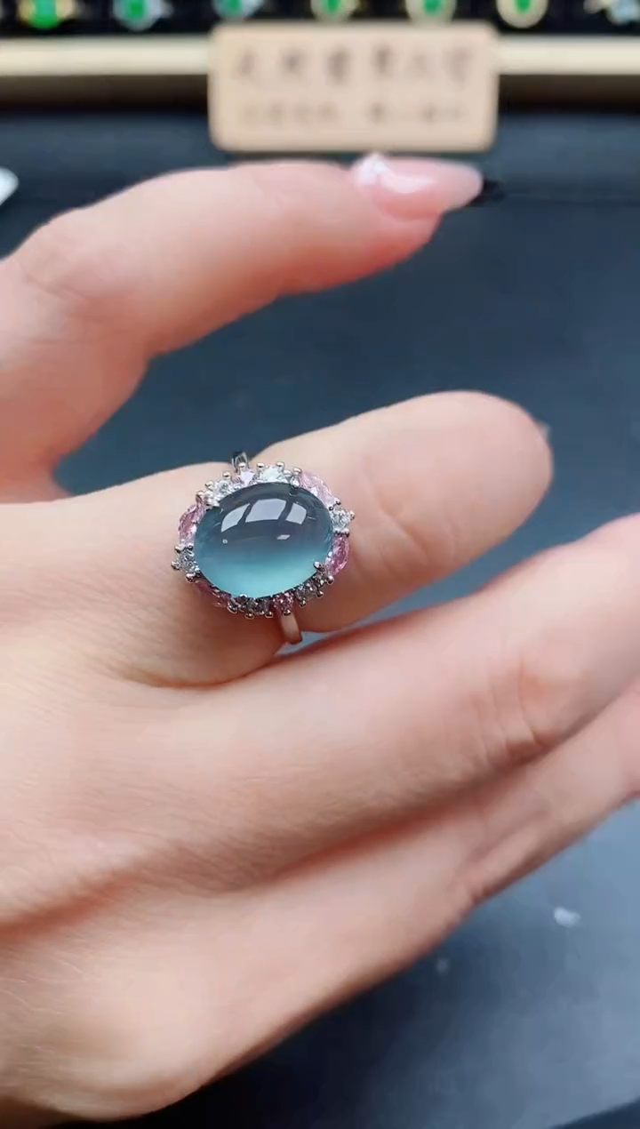 银S925镶嵌戒指翡翠1