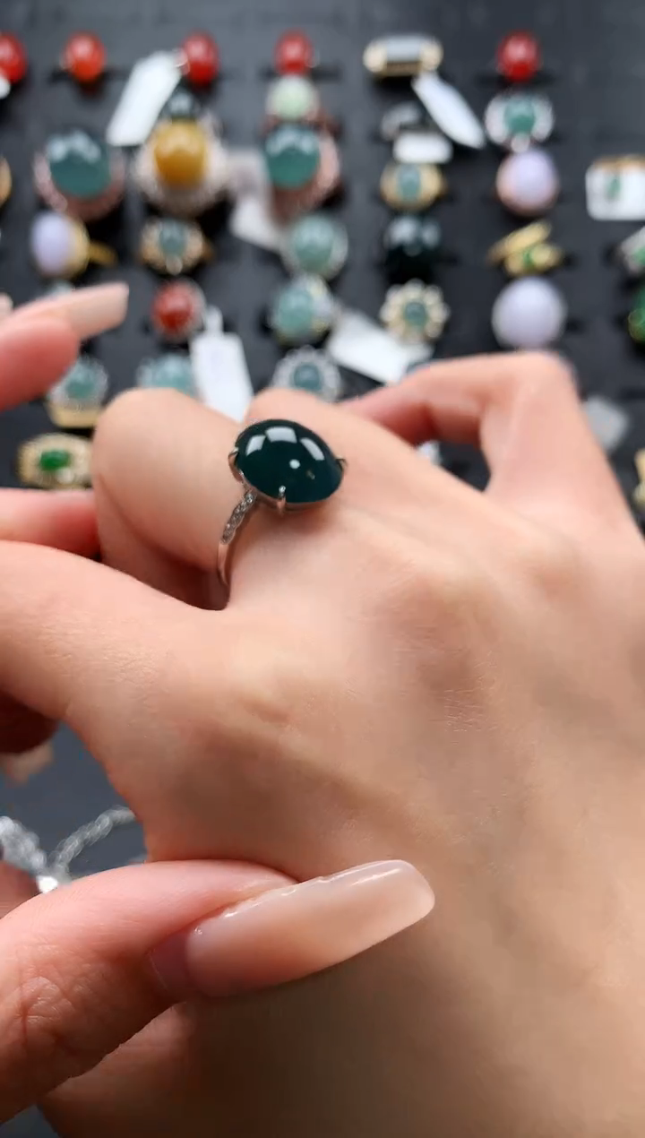 【闪购商品】翡翠戒指银S925镶嵌436543653