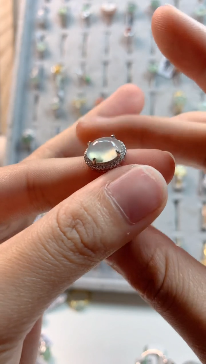 翡翠银S925镶嵌戒指3号