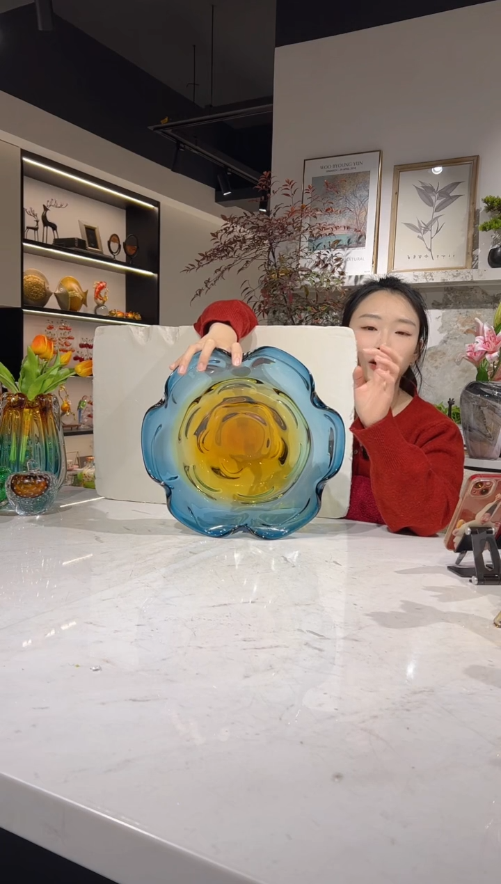 【闪购商品】琉璃蓝色渐变果盘