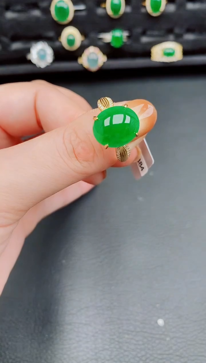 【闪购商品】翡翠戒指银S925镶嵌天然a货翡翠295