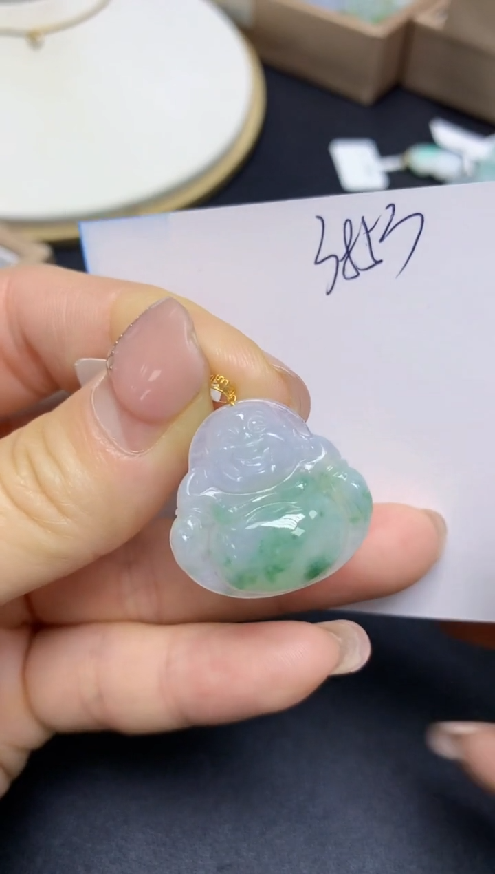 【闪购商品】翡翠挂件18K金镶嵌 天然翡翠A货1