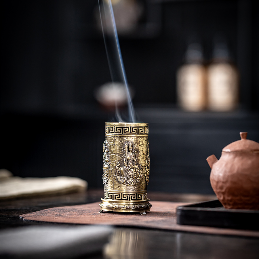 四面佛立式香薰炉香道无粘粉祥云香炉家用室内香男士网易严选香氛