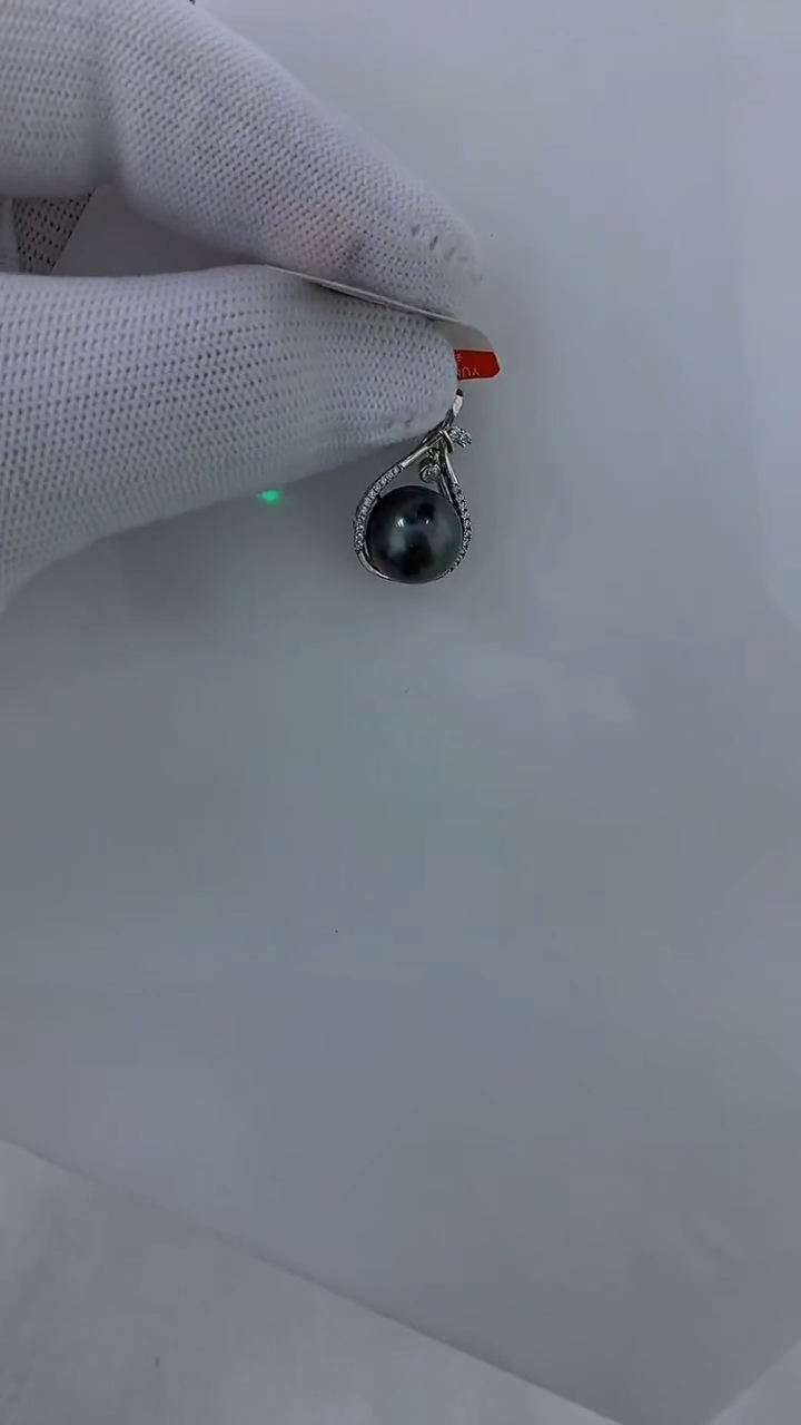 银S925镶嵌DA海水珍珠大溪地吊坠12-13MM hd247