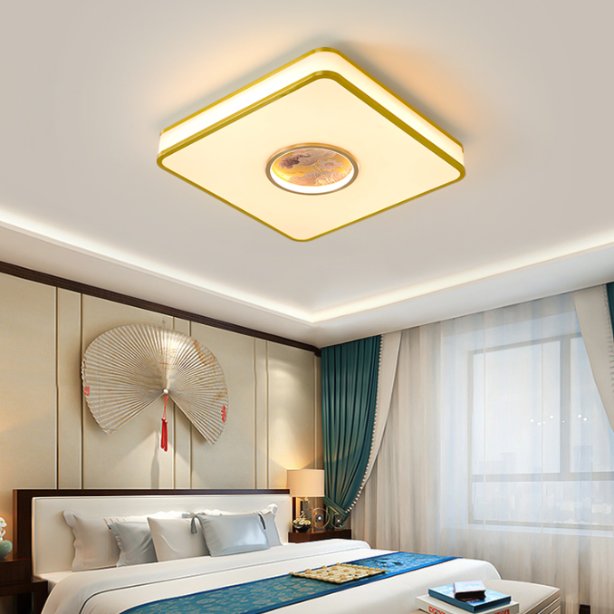 新中式铜雕吸顶灯自建房别墅高端大气国潮卧室书房茶室卧室灯吸顶