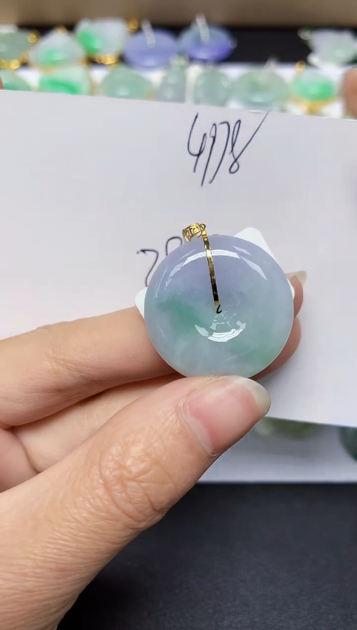 【闪购商品】翡翠18K金镶嵌颈饰天然翡翠A货