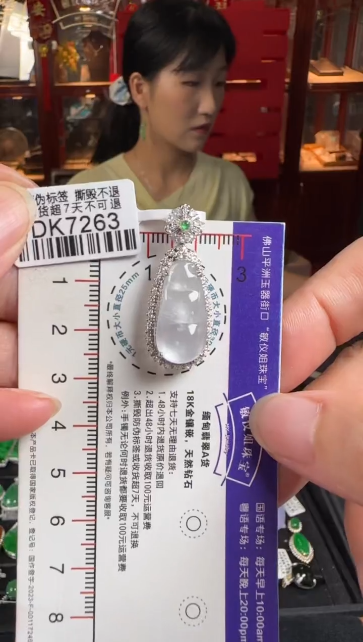 翡翠18K金镶嵌颈饰DK7263冰豆豆