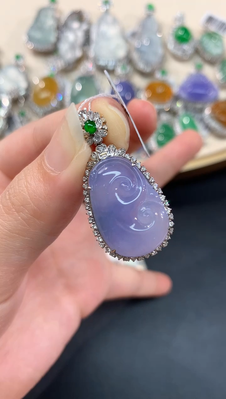 翡翠18K金镶嵌吊坠(不含链)Q253|9800