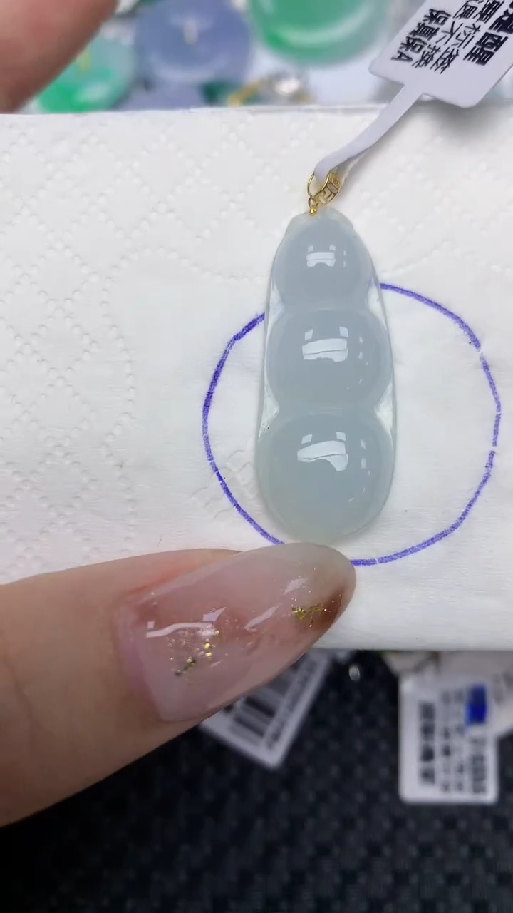 颈饰18K金镶嵌翡翠天然缅甸翡翠a货百元以上9元证书费自理