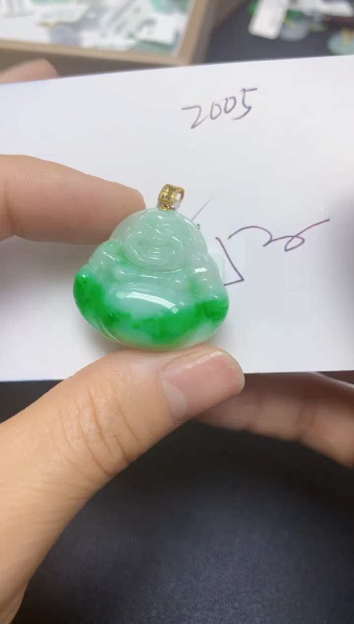 【闪购商品】翡翠18K金镶嵌挂件天然翡翠A货