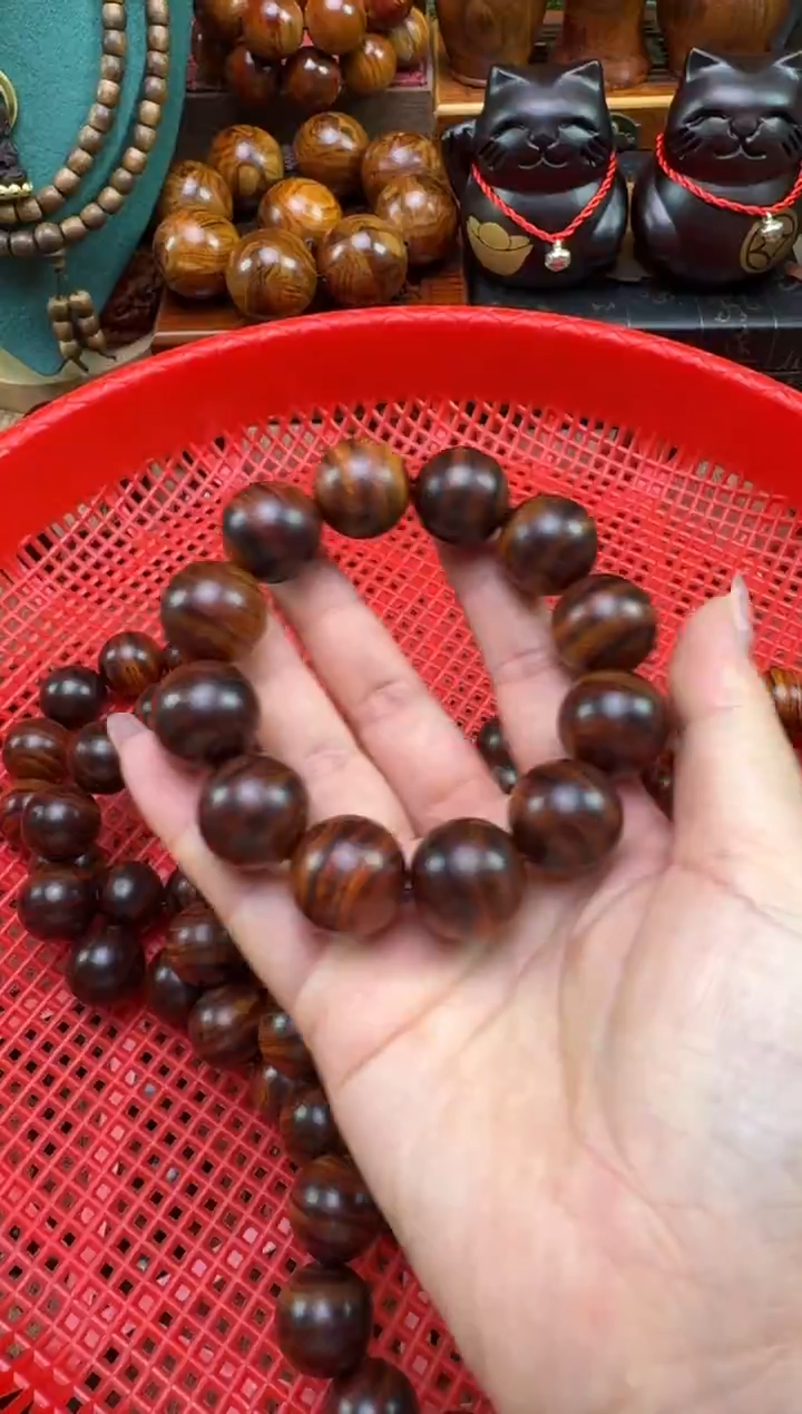 手串/手链黄花梨/降香黄檀海南黄花梨老料虎皮纹2.0单圈