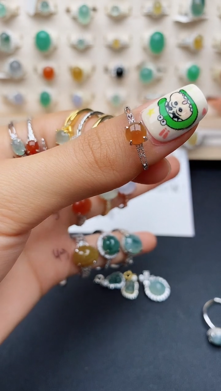 【闪购商品】翡翠戒指银S925镶嵌缅甸翡翠