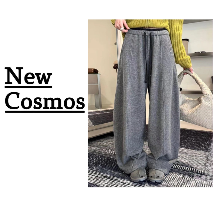 【NEW COSMOS   】常规秋冬厚款松紧腰阔腿裤直筒休闲裤弯刀裤